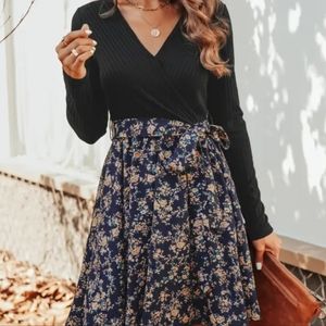 NWT S Cupshe Dress Long Sleeve Mini Length Floral